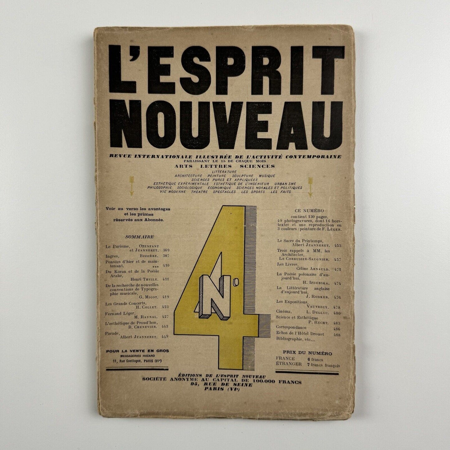 L'Esprit Nouveau journal | Issue No. 4 1924 | Amédée Ozenfant and Le Corbusier