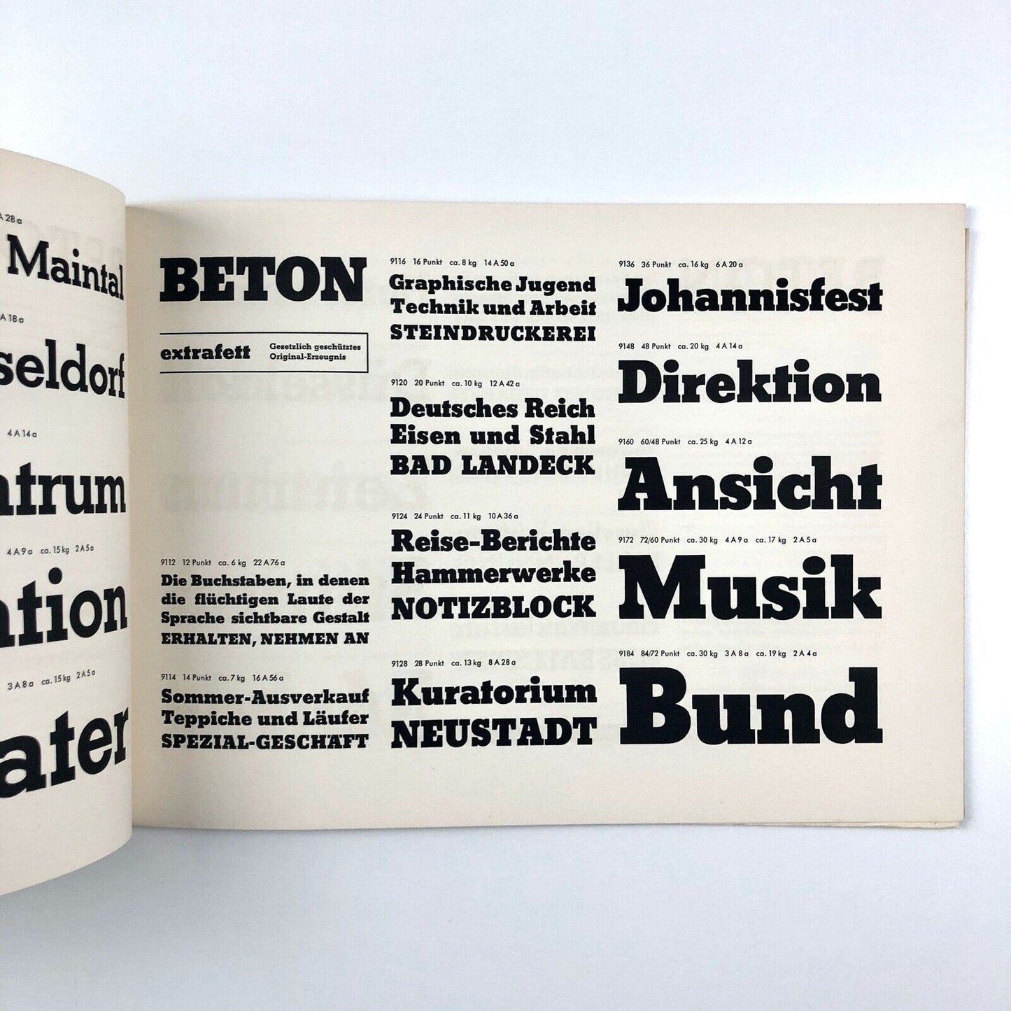 Beton type specimen brochure | Bauersche (Bauer) Giesserei, Frankfurt Am Main
