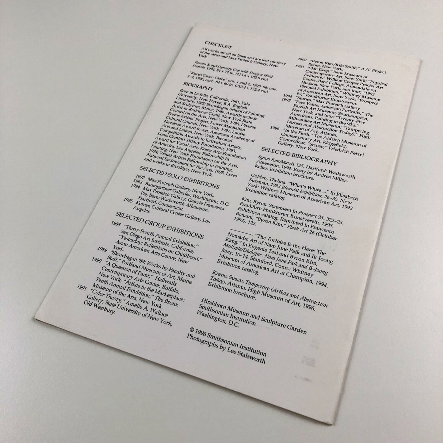 Byron Kim: Grey-Green | Hirshhorn Museum, Smithsonian Institution, 1996 exhibition leaflet