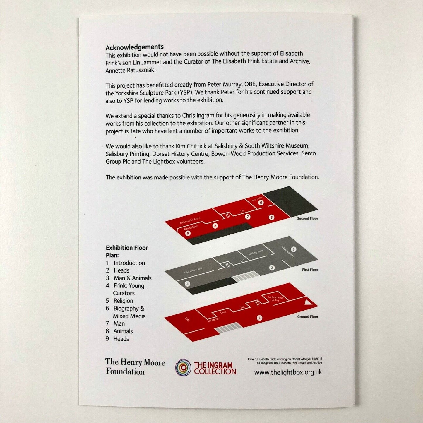 Elisabeth Frink: A Retrospective | Exhibition guide leaflet | The Lightbox, 2013