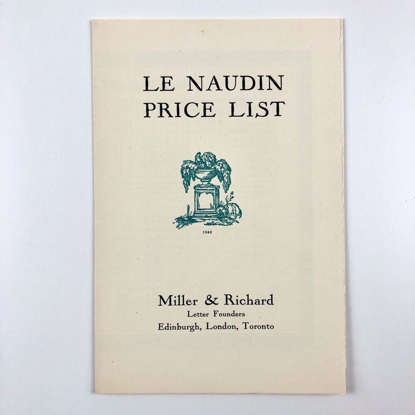 Le Naudin price list leaflet | Type specimens | Miller & Richard Letter Founders