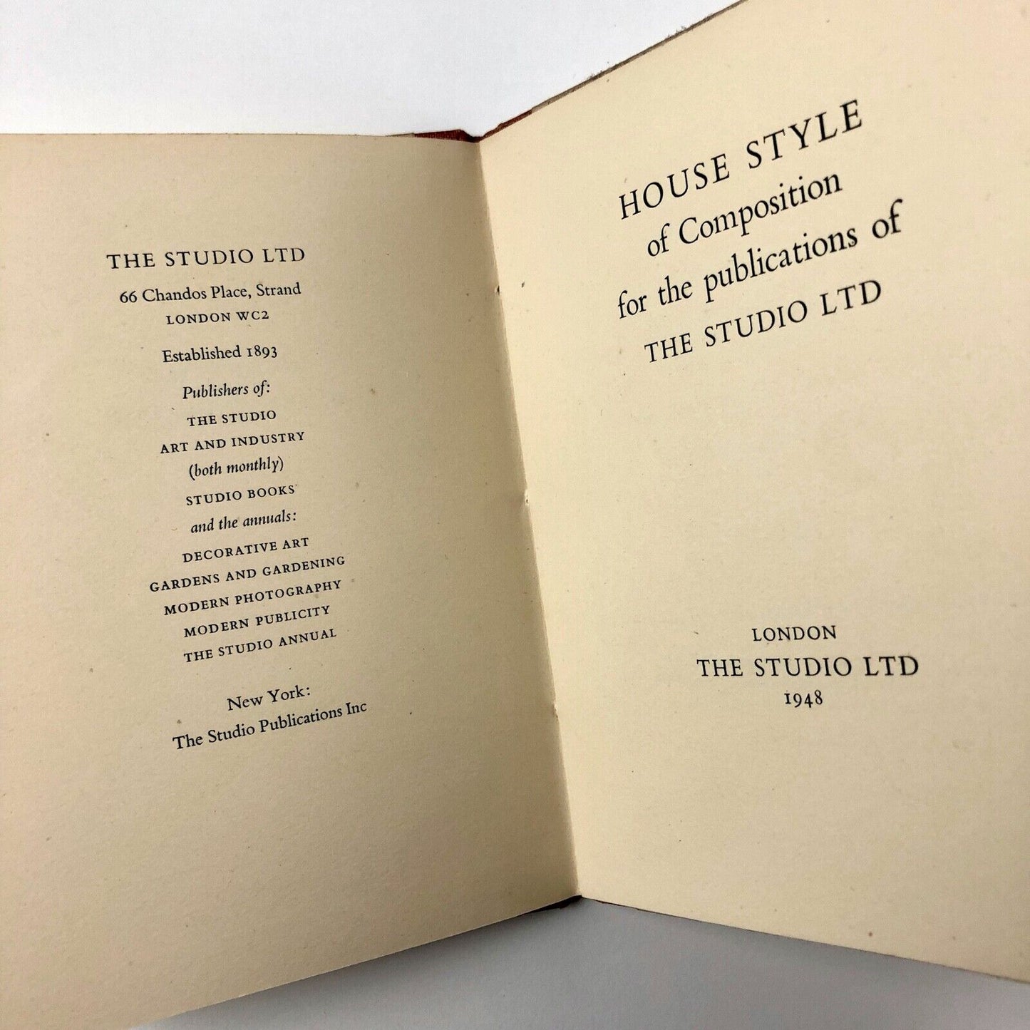 House Style of Composition for the Publications of The Studio Ltd | 1948 booklet