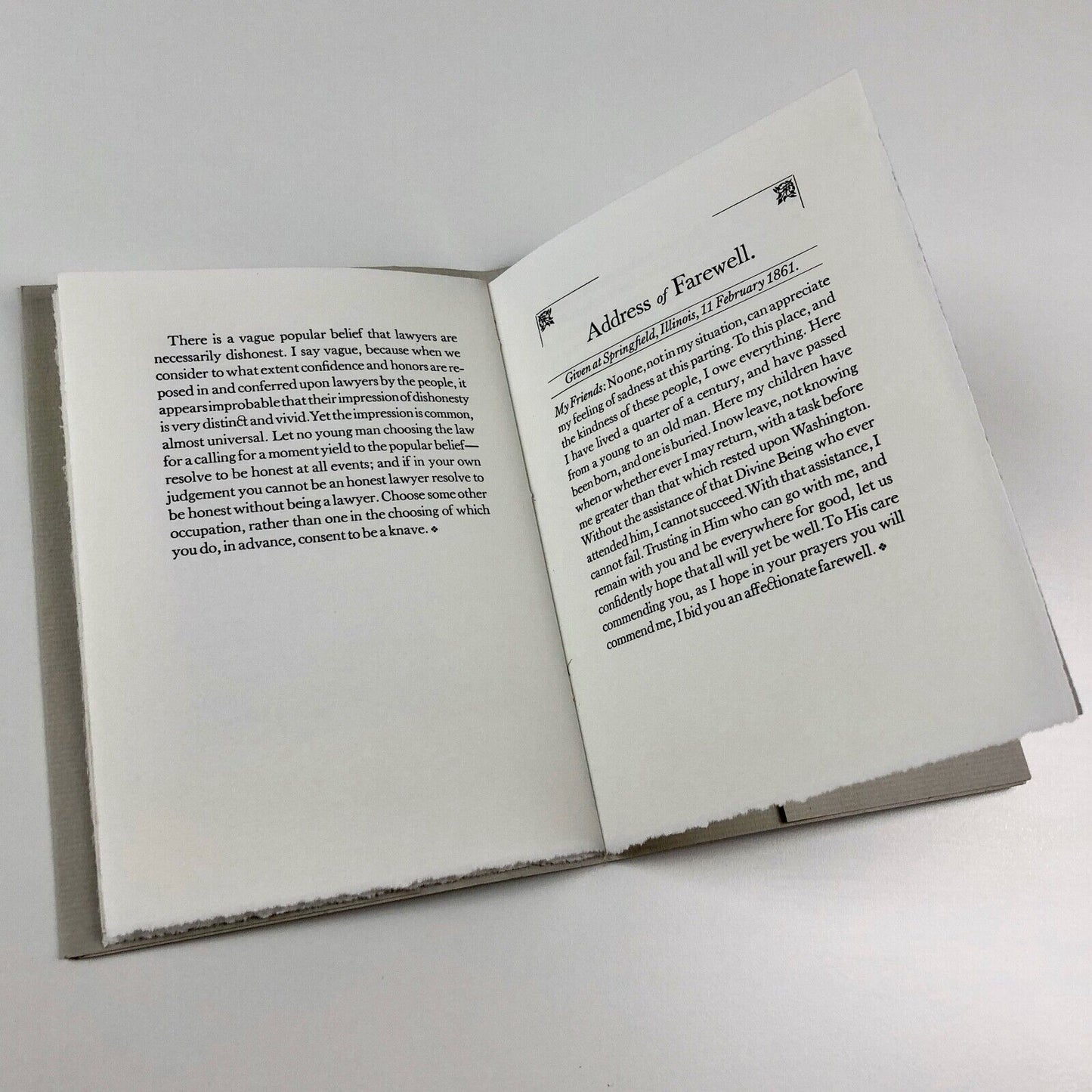 Two Speeches of Abraham Lincoln | The Hill Press | Gravelly Hill, Baltimore, 2000