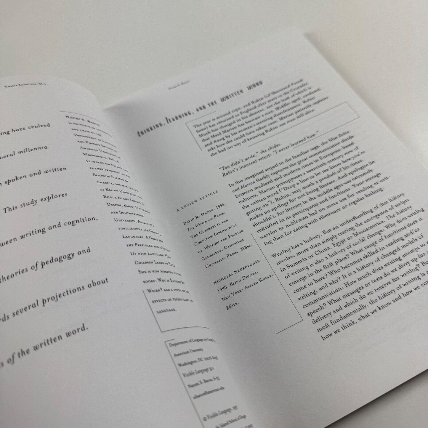 Visible Language journal Vol 31 Number 1 Winter 1997
