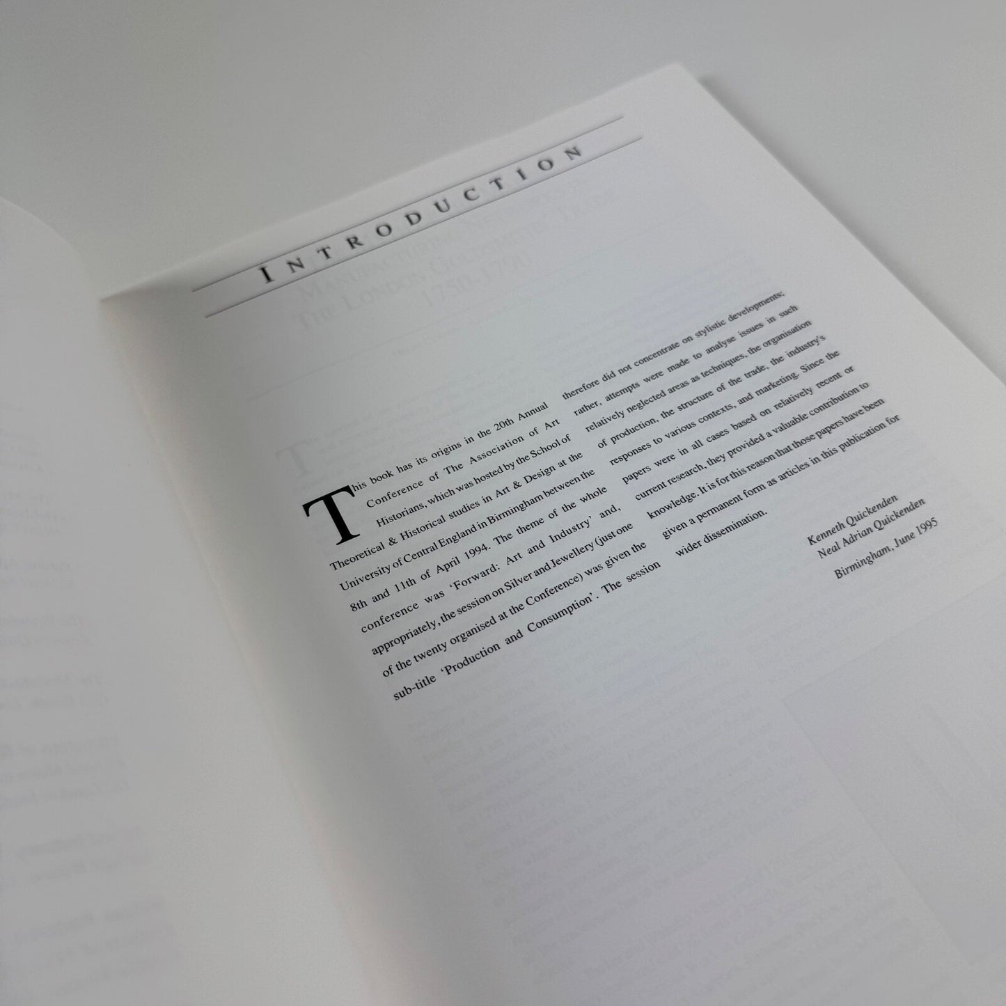 Silver & Jewellery Production & Consumption Since 1750. Edited by Kenneth Quickenden & Neal Adrian Quickenden | University of Central in England in Birmingham (UCE)/Article Press, 1995