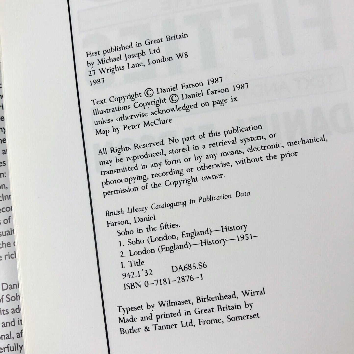 Soho in the Fifties by Daniel Farson | Michael Joseph, 1987 | Introduction by George Melly