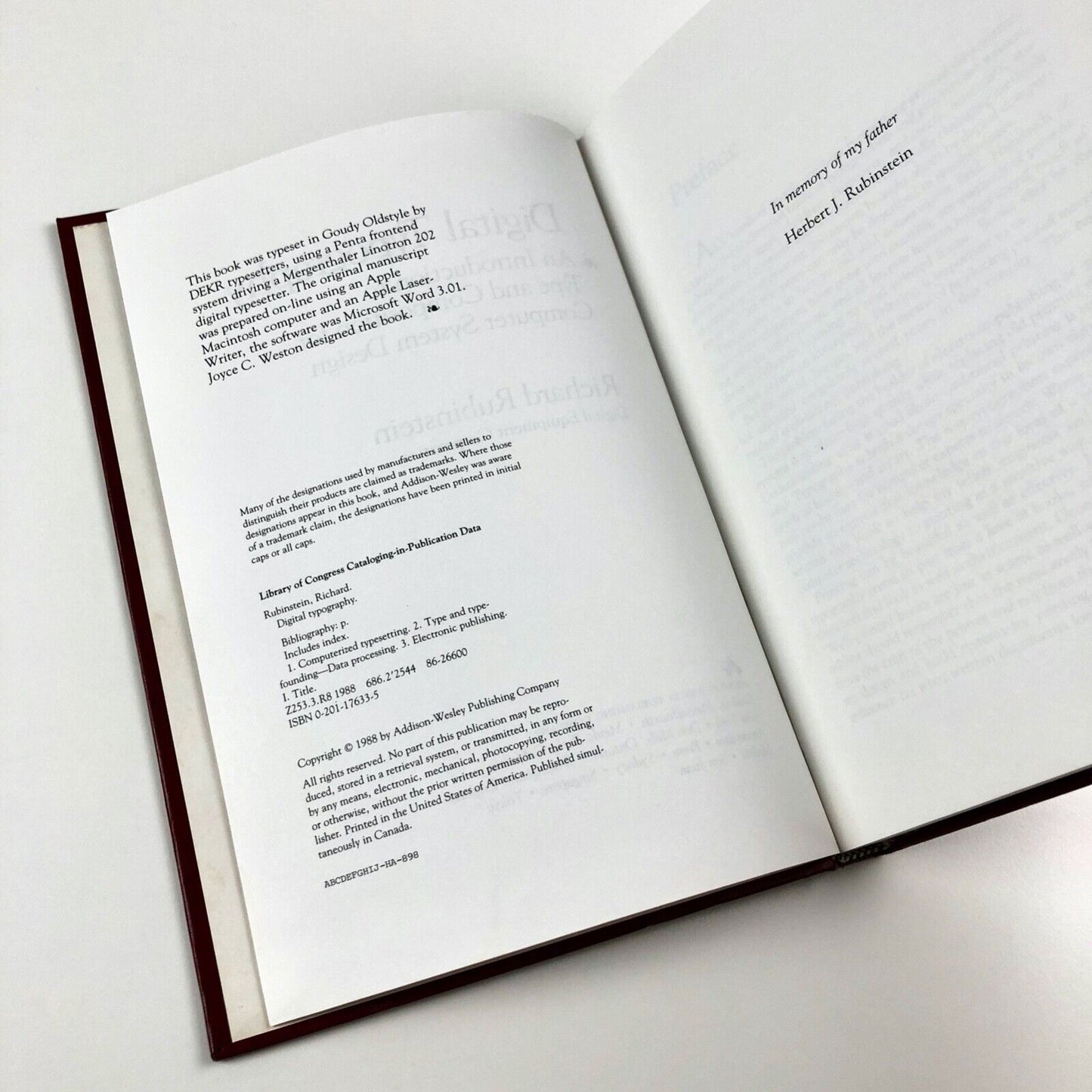 Digital Typography. An Introduction to Type and Composition for Computer System Design by Richard Rubinstein | Addison-Weseley Publishing Co, 1988.
