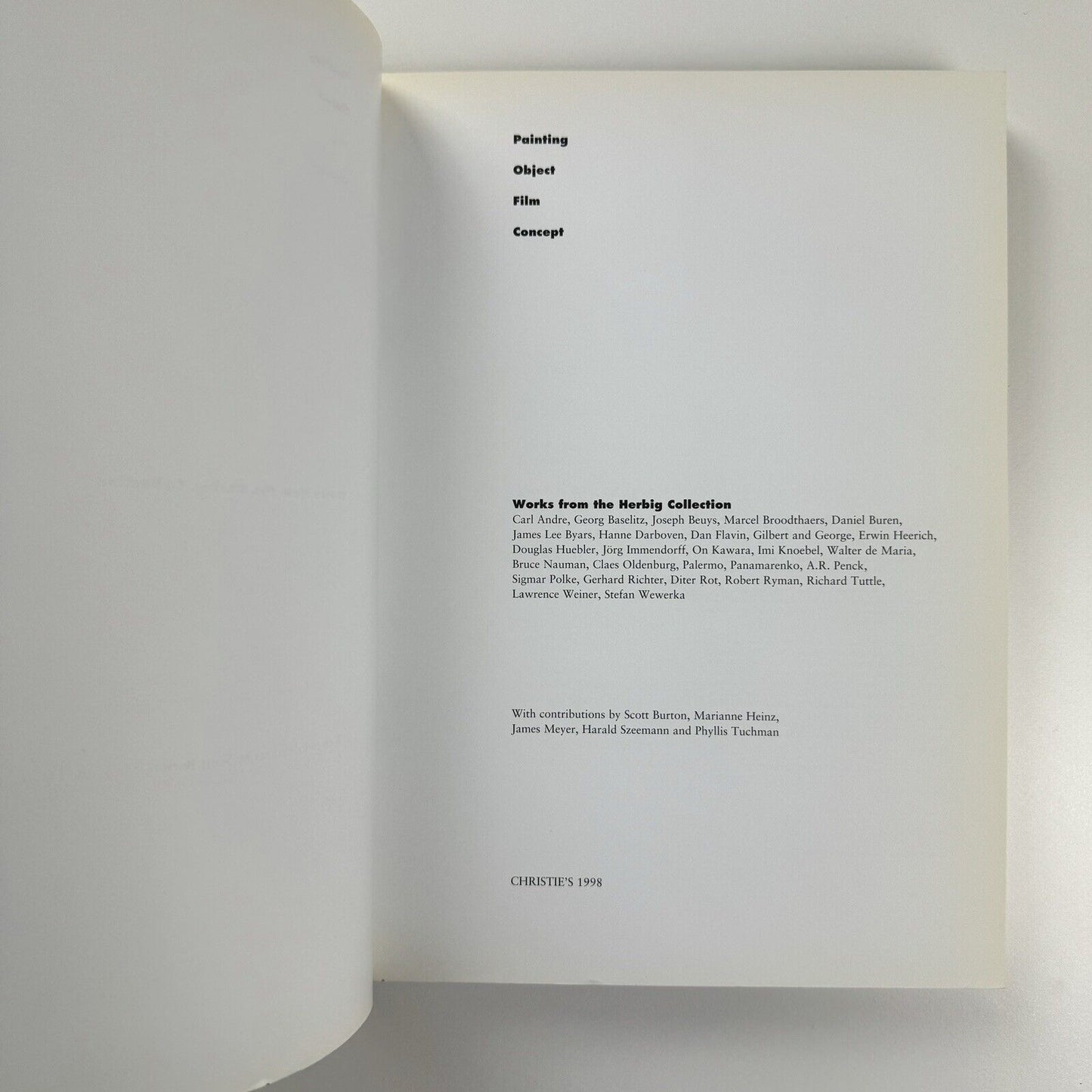 Painting, object, film, concept: Works from the Herbig Collection | Christie’s, 1998