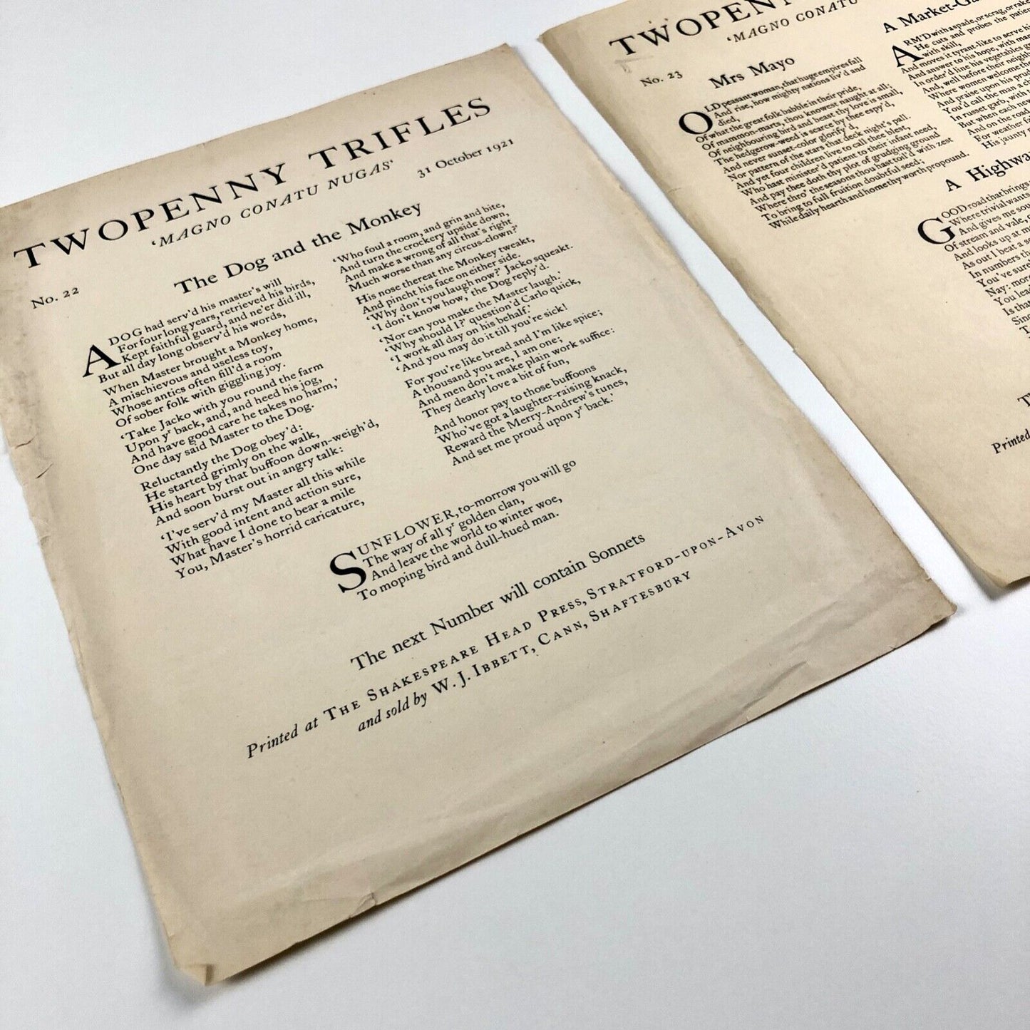 Twopenny Trifles No 21 and No 22 1921 | The Shakespeare Head Press sold by W.J. Ibbett