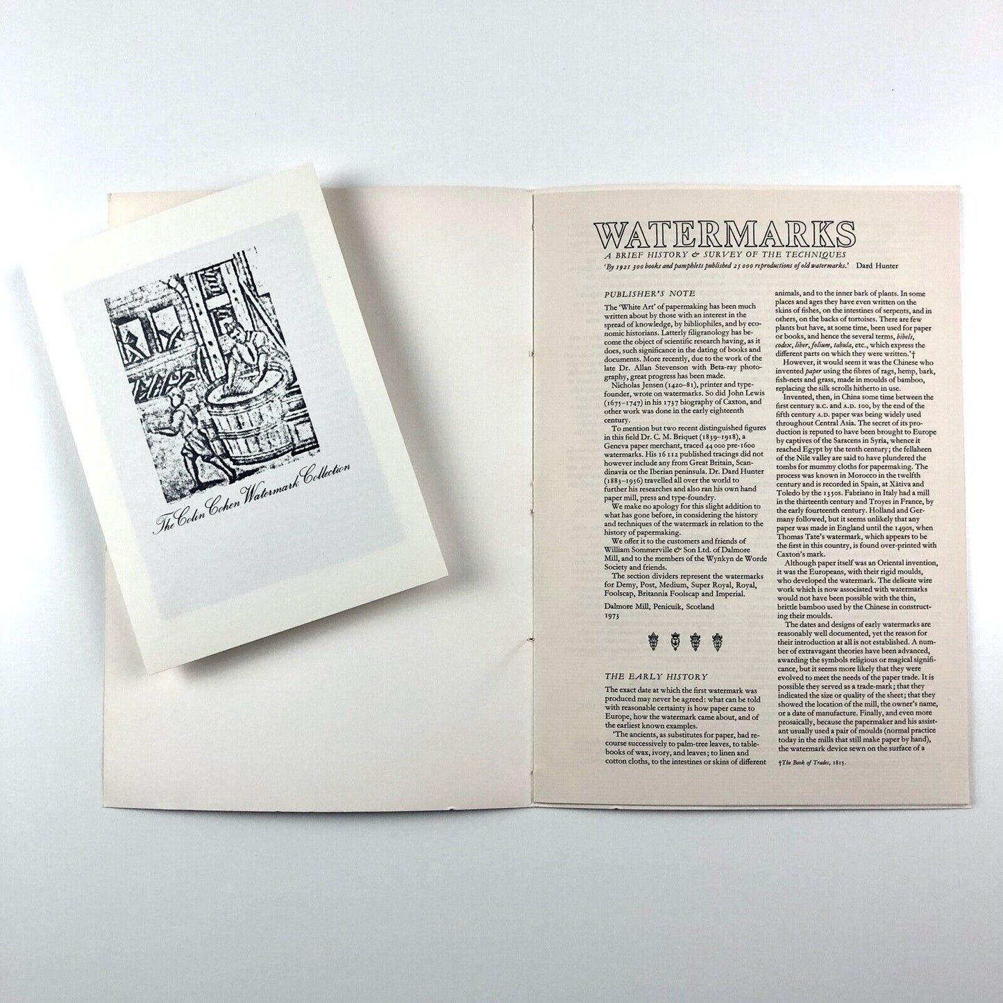 Watermarks. A Brief History & Survey of the Techniques by Colin Cohen, 1970