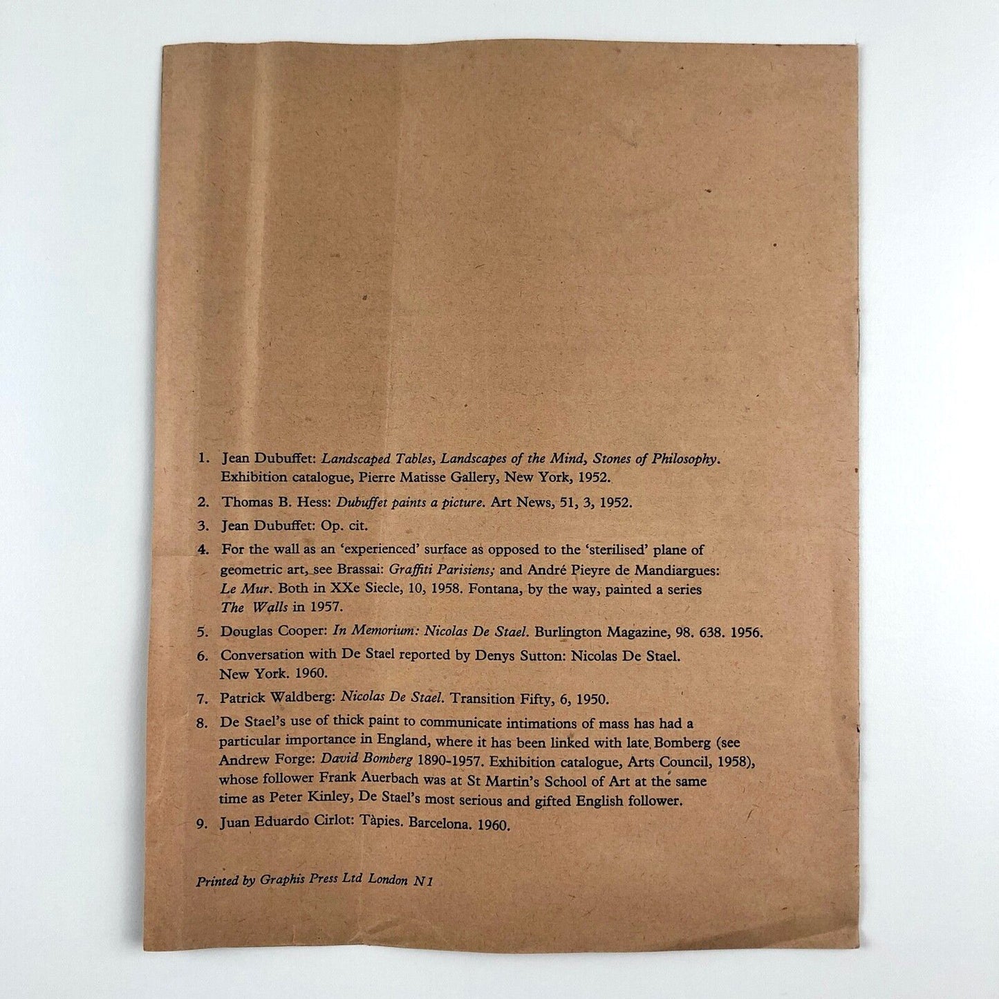 Matter Painting. Institute of Contemporary Arts ICA London, September 1960 | Bogart, de Stael, Dubuffet, Fautrier, Fontana, and Tapies