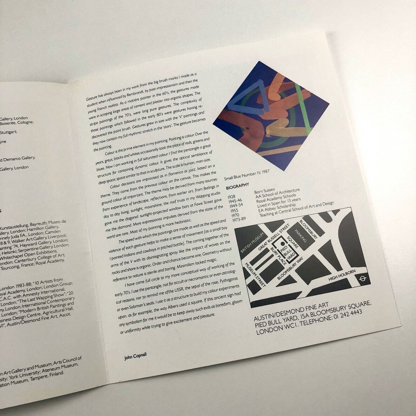 John Copnall: Recent Abstract Paintings | Austin/Desmond Fine Art catalogue, 1989