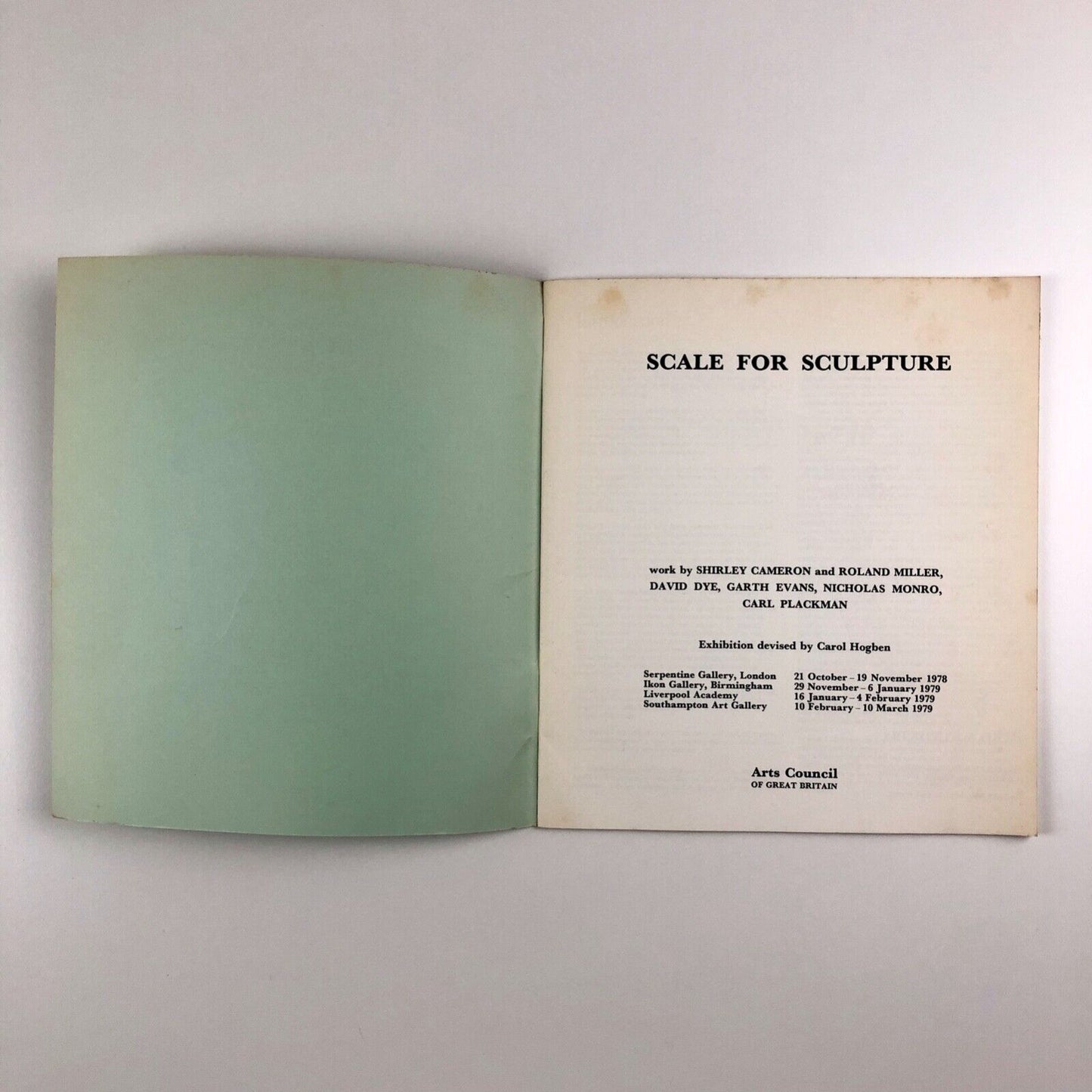 Scale for Sculpture | Serpentine Gallery catalogue | Arts Council | Carol Hogben, 1978