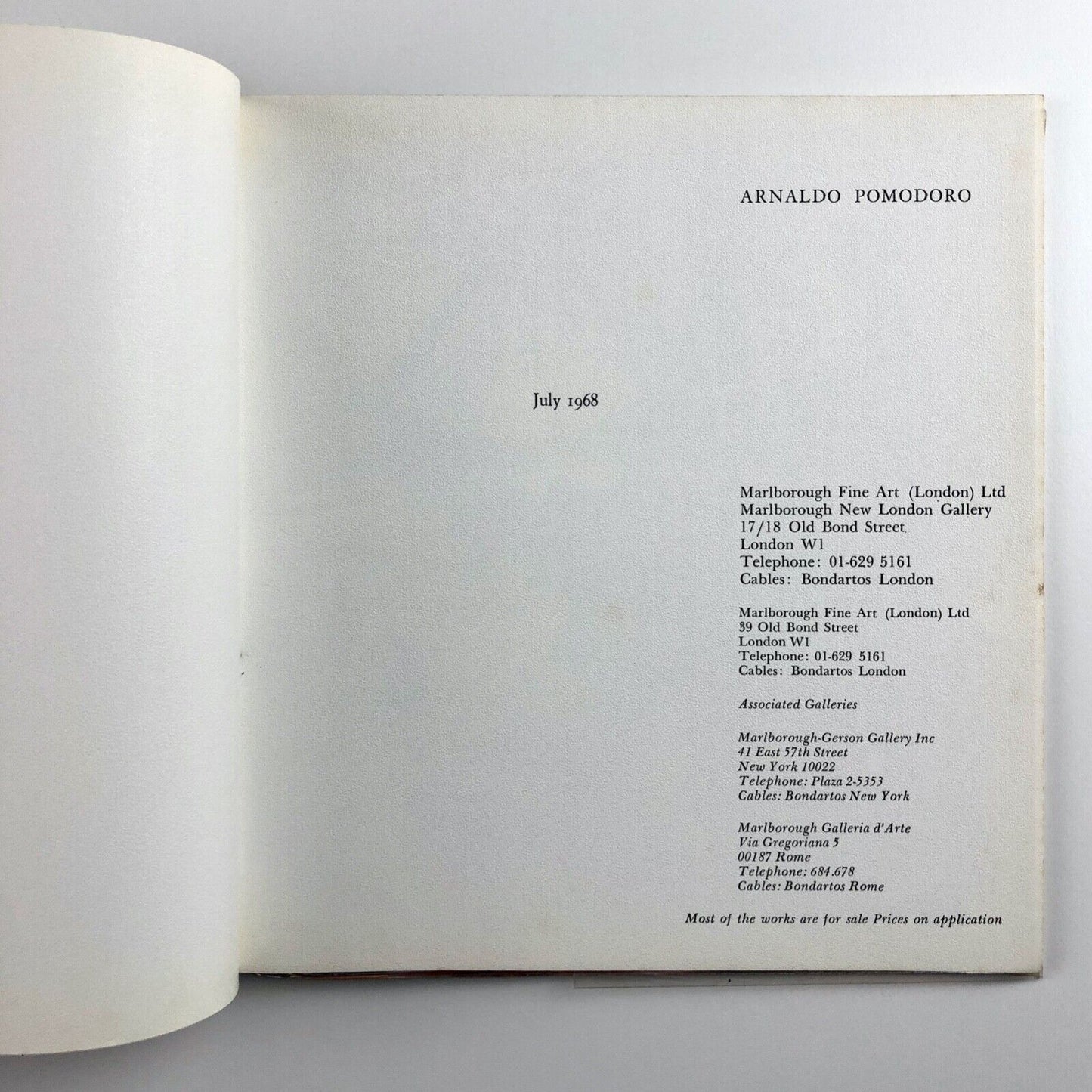 Arnaldo Pomodoro | Marlborough New London Gallery catalogue, 1968