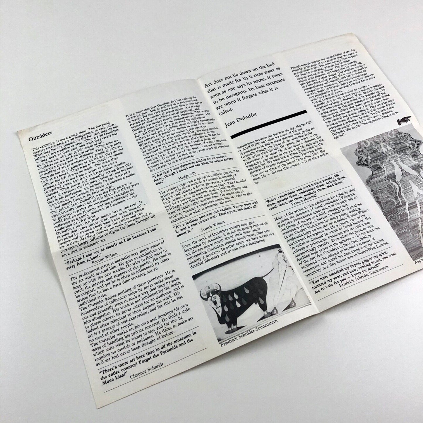 Fold out gallery guide for Outsiders | Hayward Gallery and Arts Council, 1979