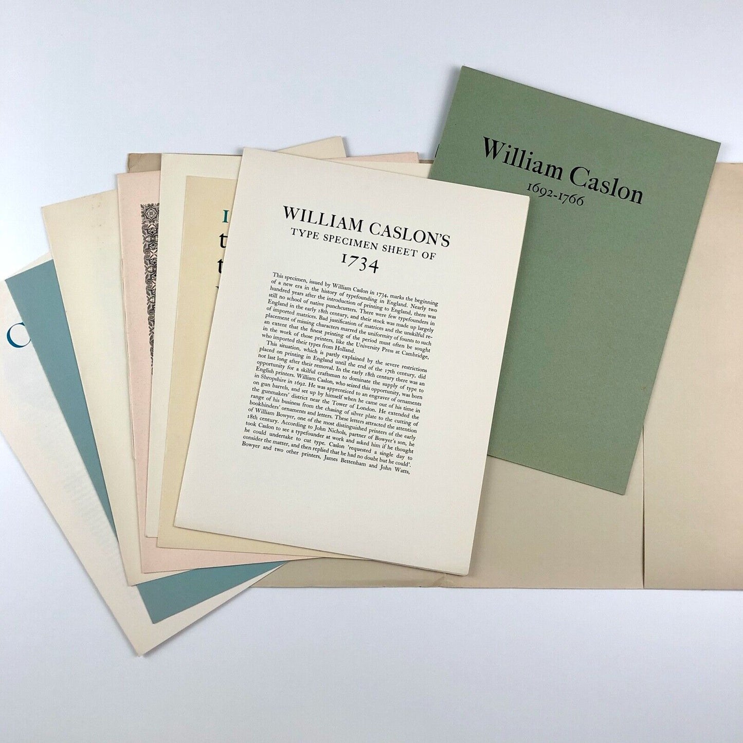 William Caslon 1766–1966 | Wynkyn de Worde | Portfolio with nine inserts, 1966