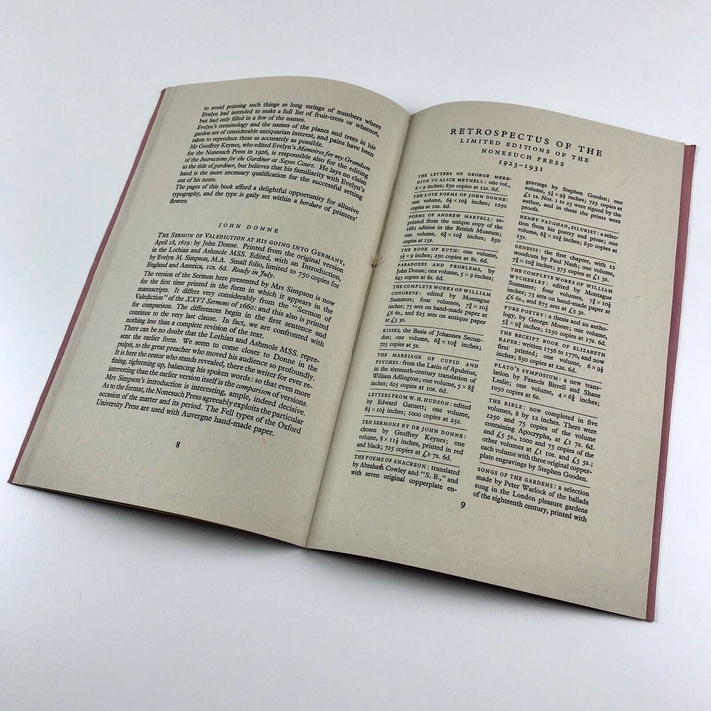 Prospectus & Retrospectus of the Nonesuch Press, 1932