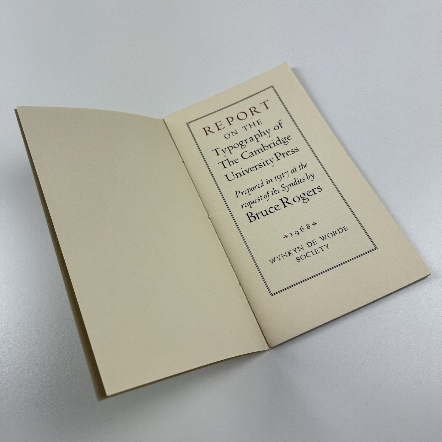 Report on the Typography of Cambridge University Press | Bruce Rogers | Wynkyn de Worde Society, 1968