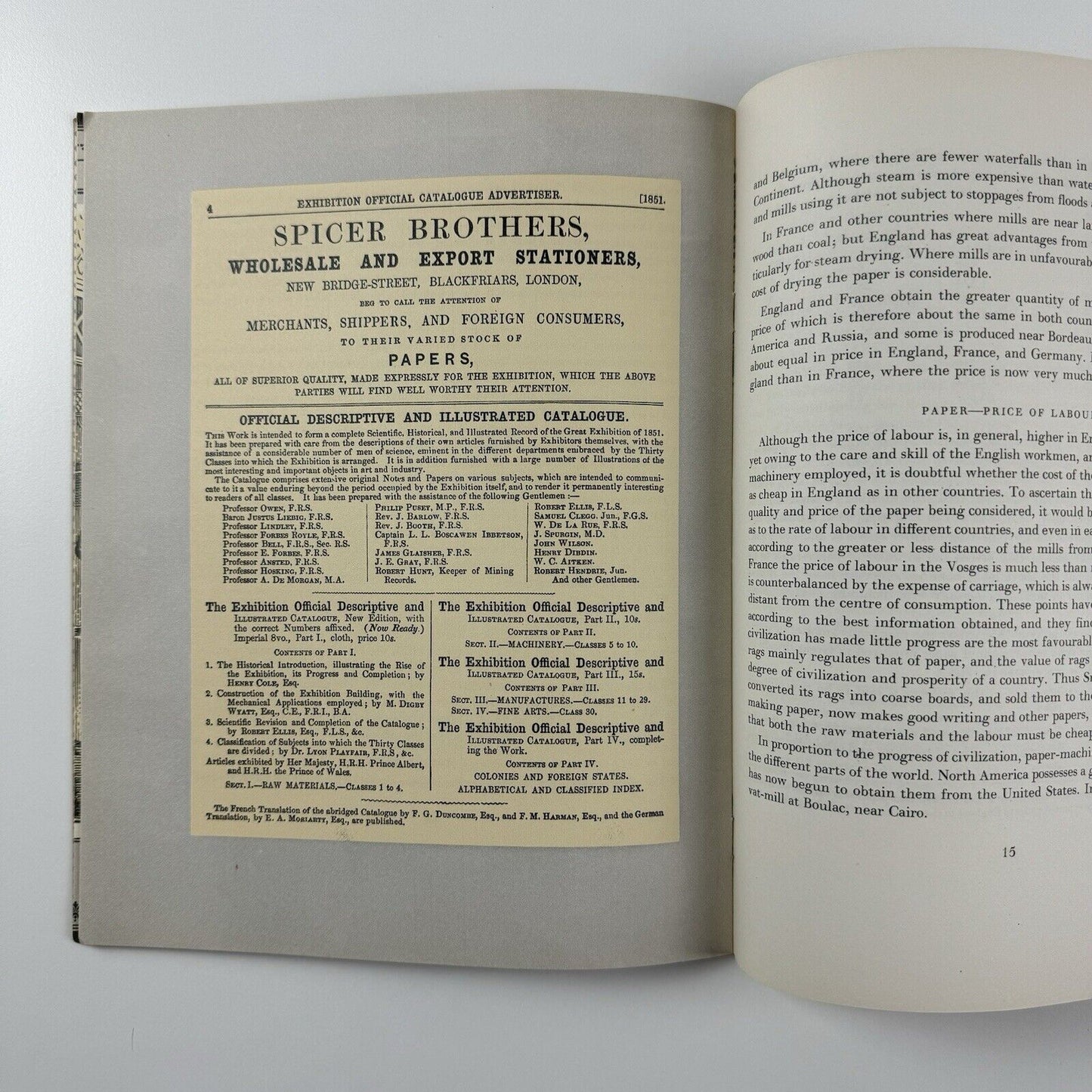 Report on Paper Great Exhibition 1851 | reproduced Spicer Brothers, 1952