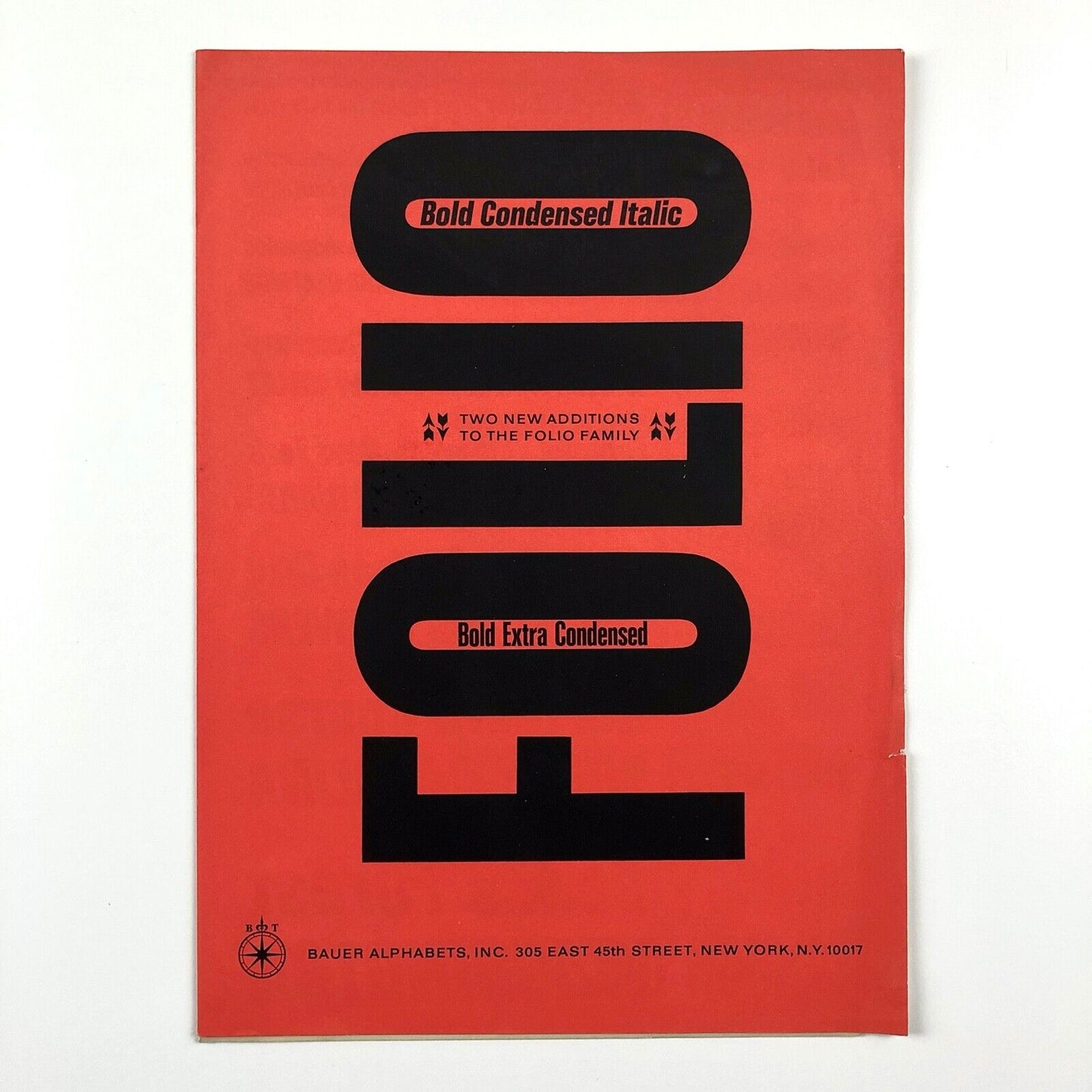 Folio Bold Extra Condensed / Italic | Bauer Alphabets Inc, type specimen leaflet