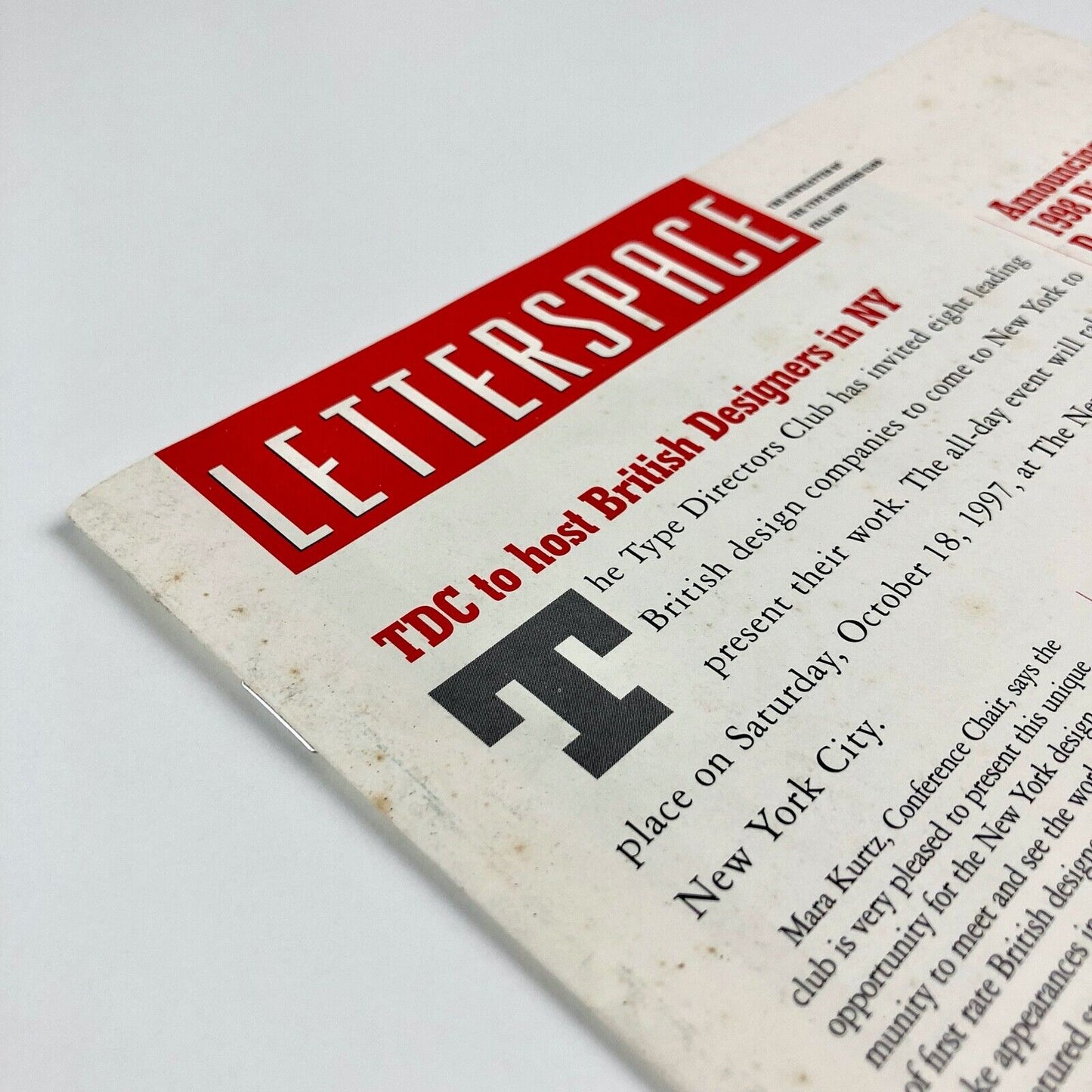 Letterspace. The Newsletter of the Type Directors Club 1997 | With Nicolete Gray obituary