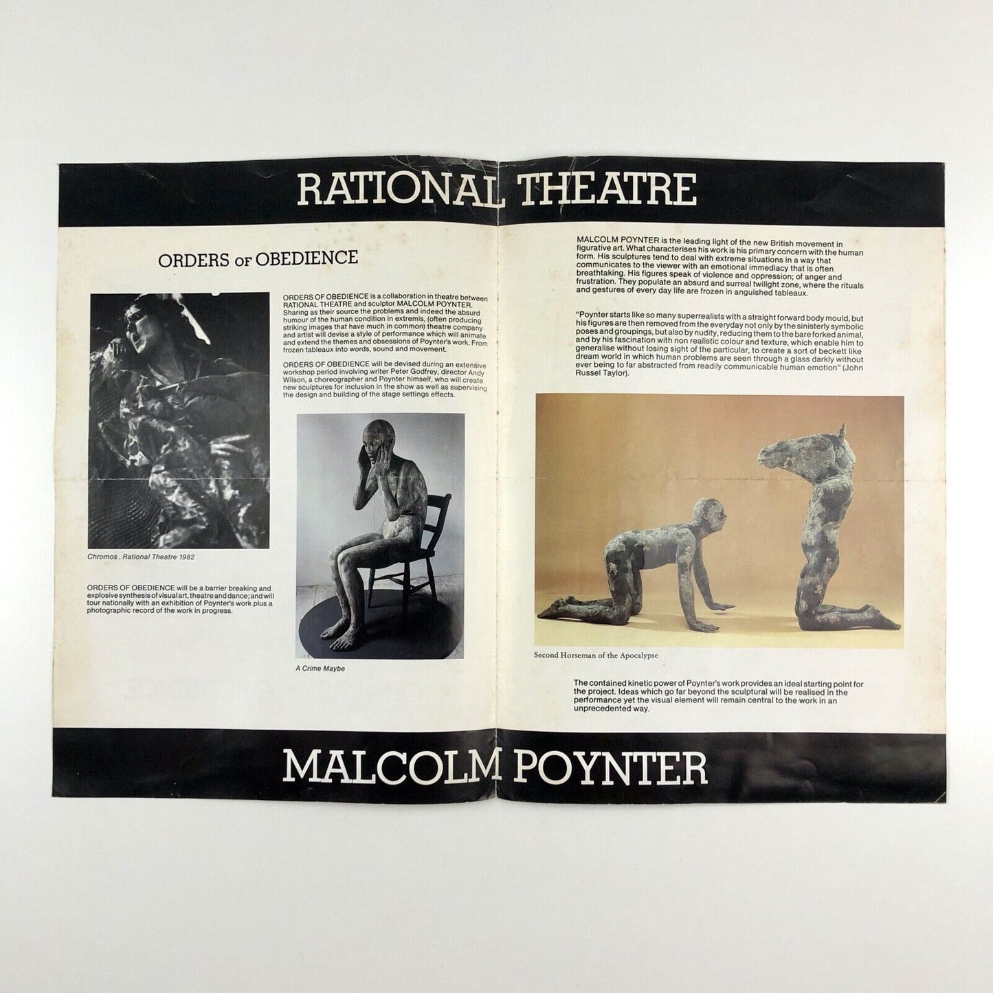 Rational Theatre and Malcolm Poynter present: Orders of Obedience | Booklet, 1980s