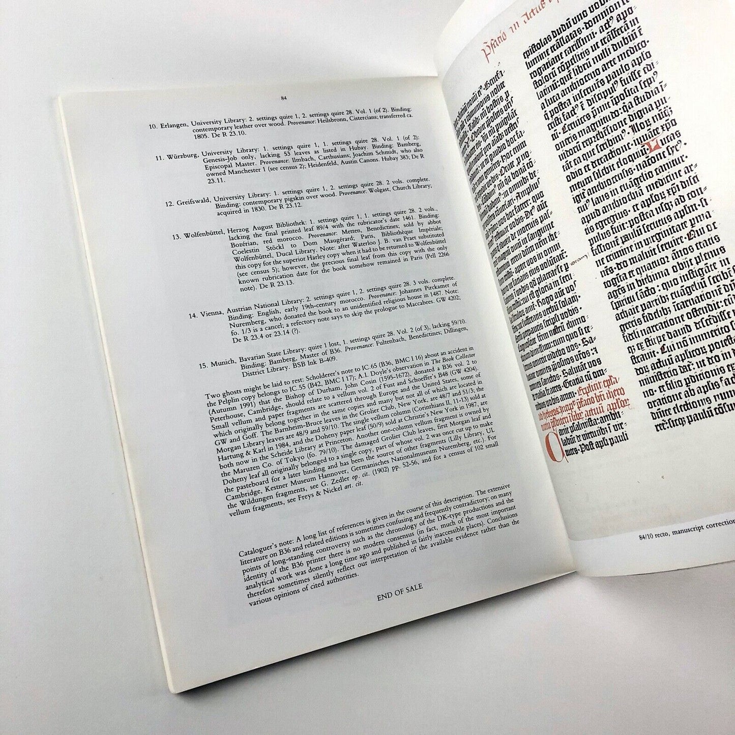The Würzburg Schottenkloster – Spencer – Liverpool Copy of the 36-line Bible | Christie's auction catalogue, 1991