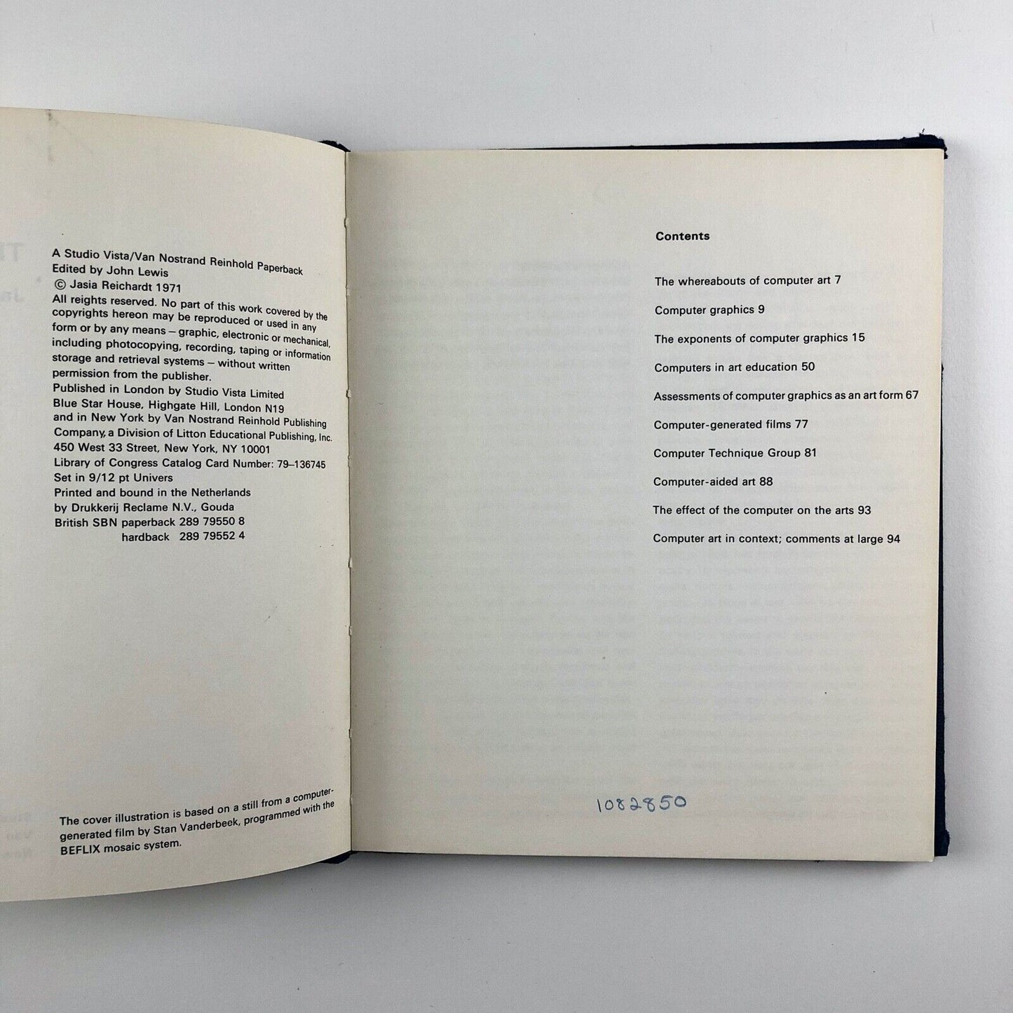 The Computer in Art by Jasia Reichardt | Studio Vista 1971 paperback, rebound