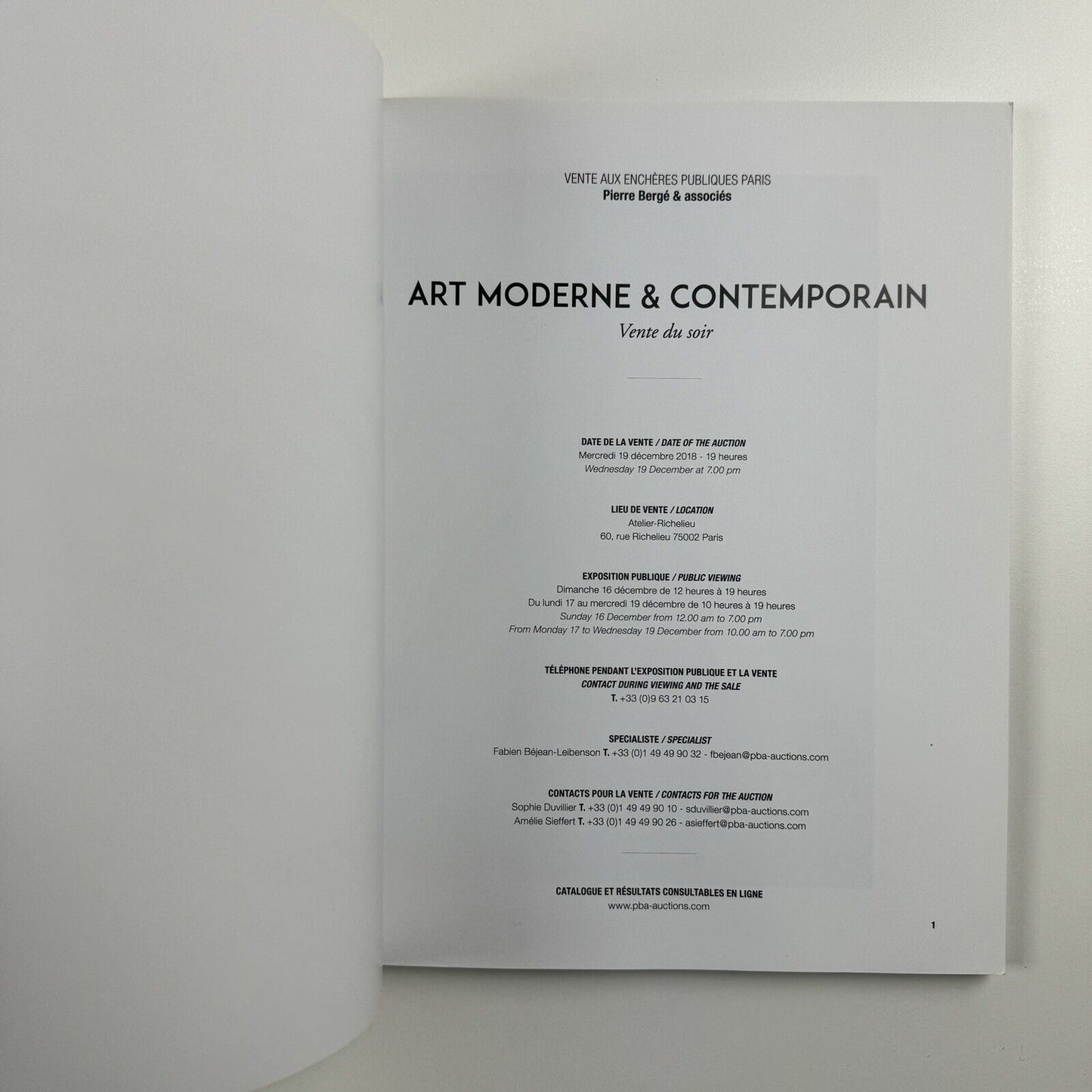 Art Moderne & Contemporain | Pierre Bergé Paris, 19 December 2018 | auction catalogue