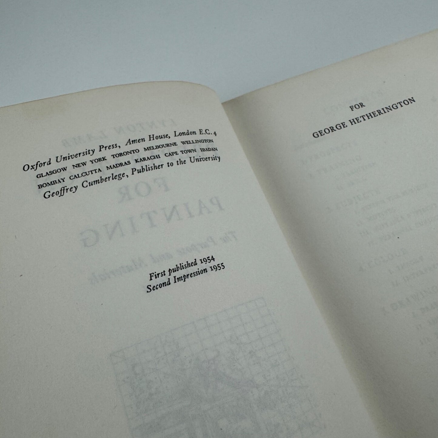 Preparation for Painting. The Purpose and Materials of the Artist by Lynton Lamb | Oxford University Press, 1955 second impression
