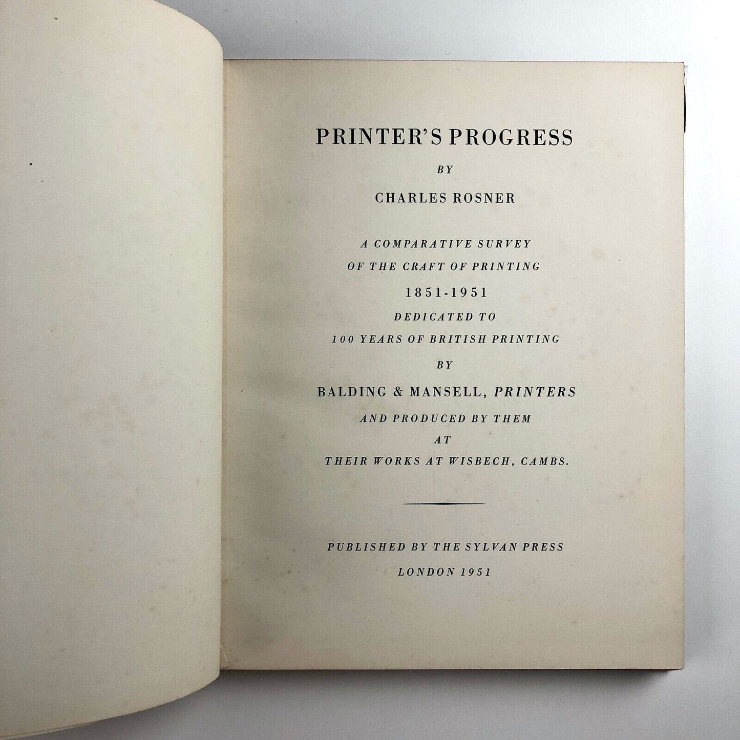 Printer's Progress 1851–1951 by Charles Rosner | Sylvan Press, 1951