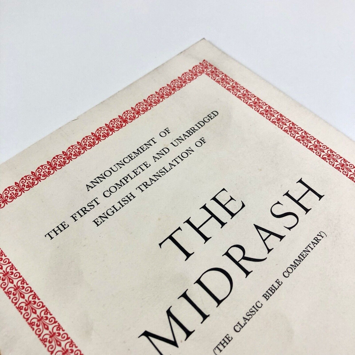 Prospectus for The Midrash Rabbah | edited by Rabbi Dr. H. Freedman | The Soncino Press 1939