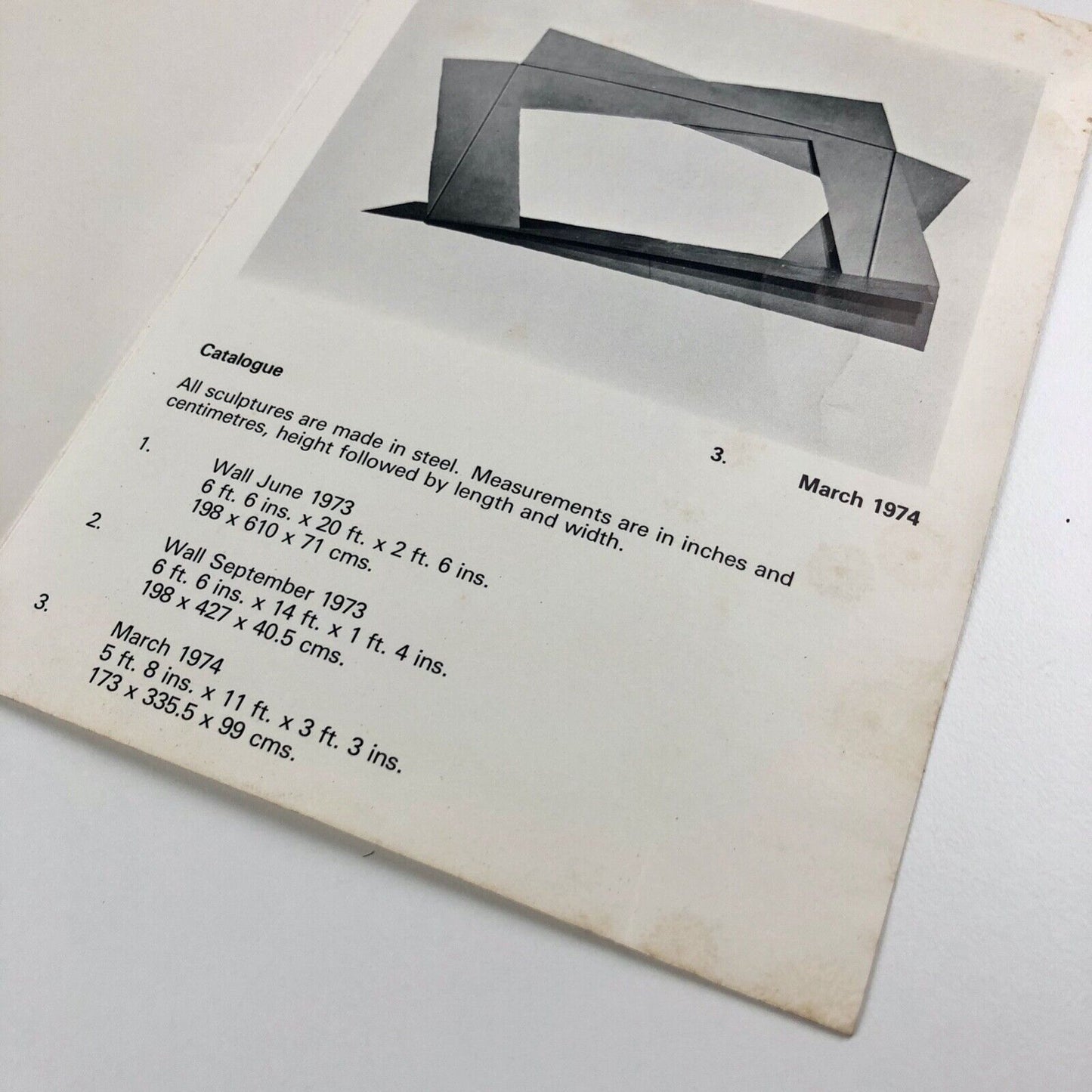 Folding card for Jeffrey Lowe – Recent Sculpture | The Leicester Galleries, London, 1974