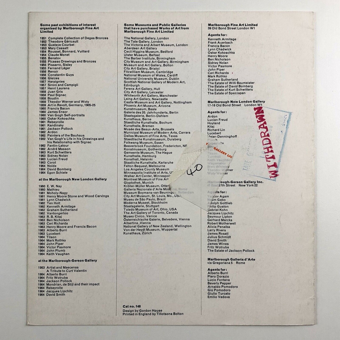 George Fullard | Marlborough exhibition catalogue 1964 | Design by Gordon House
