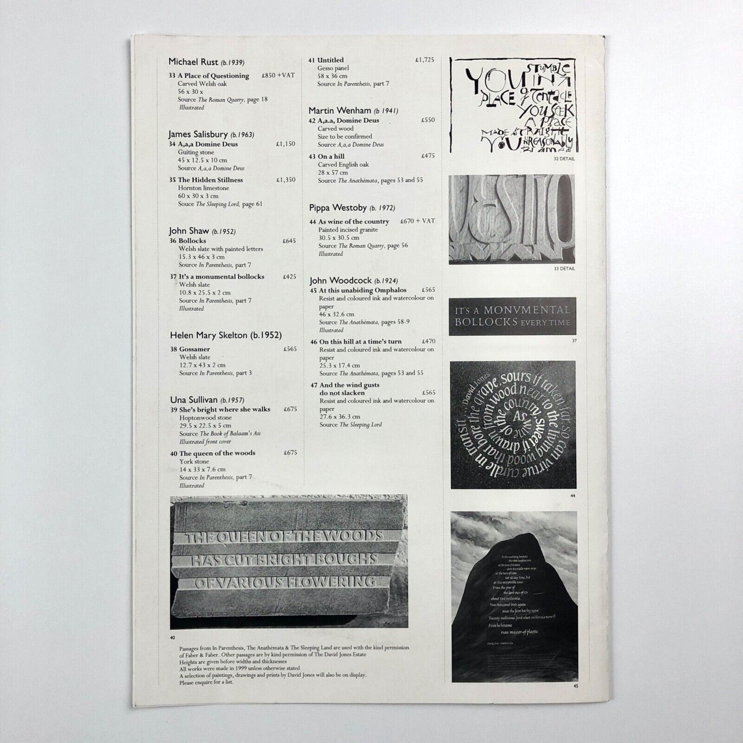 David Jones 1895-1974. Painter - Poet. An interpretation of poetry and writing by thirty contemporary lettering artists | Wolseley Fine Arts, 1999