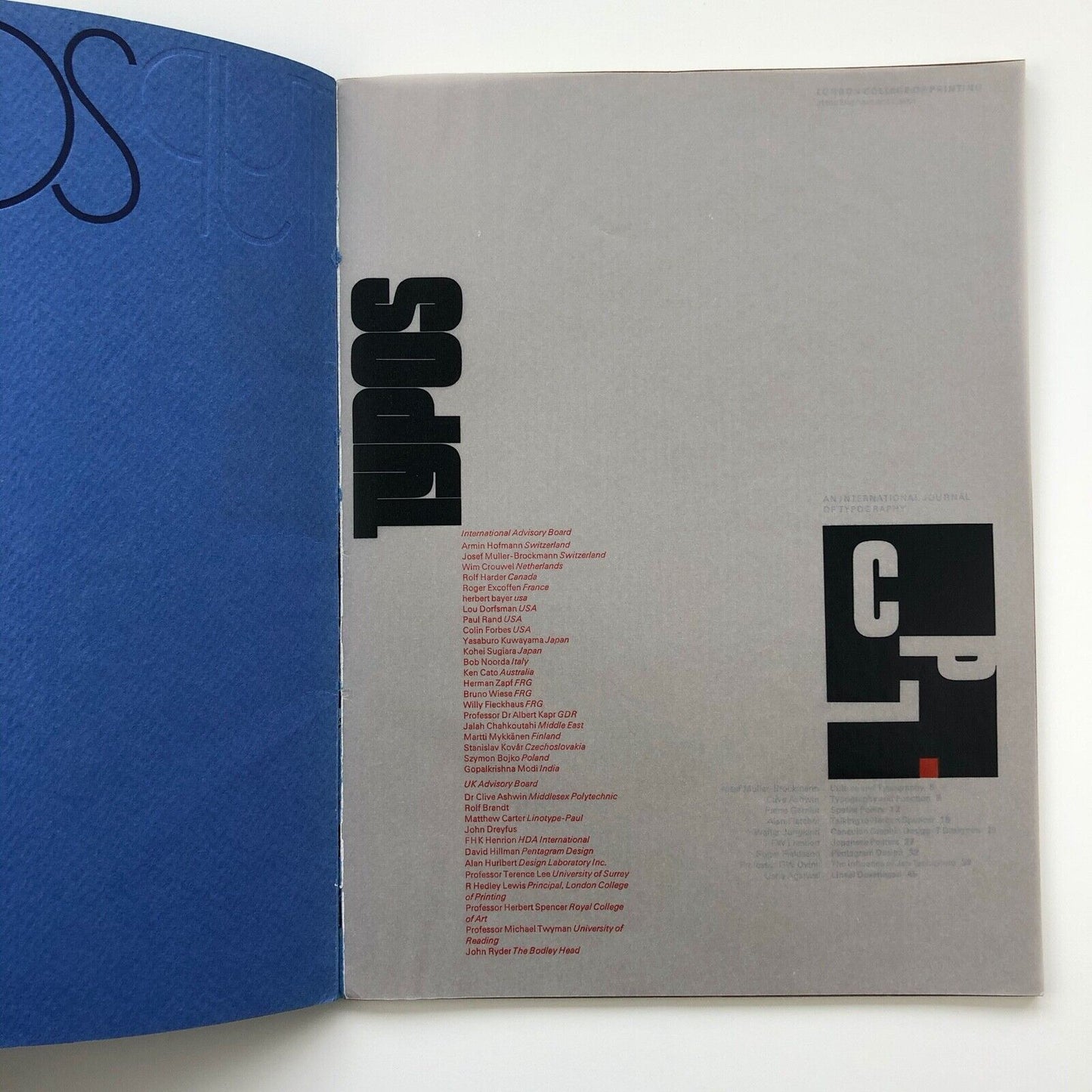 Typos 2 An International Journal of Typography | edited by F.W. Lambert | London College of Printing, c. 1980