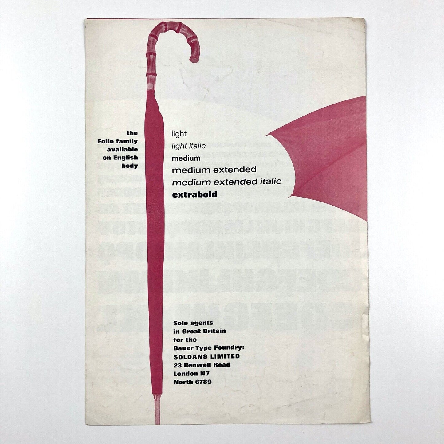 The Folio family – designed by Dr K.F. Bauer and Walter Baum, type specimen leaflet | Bauer Type Foundry / Soldans Limited, undated
