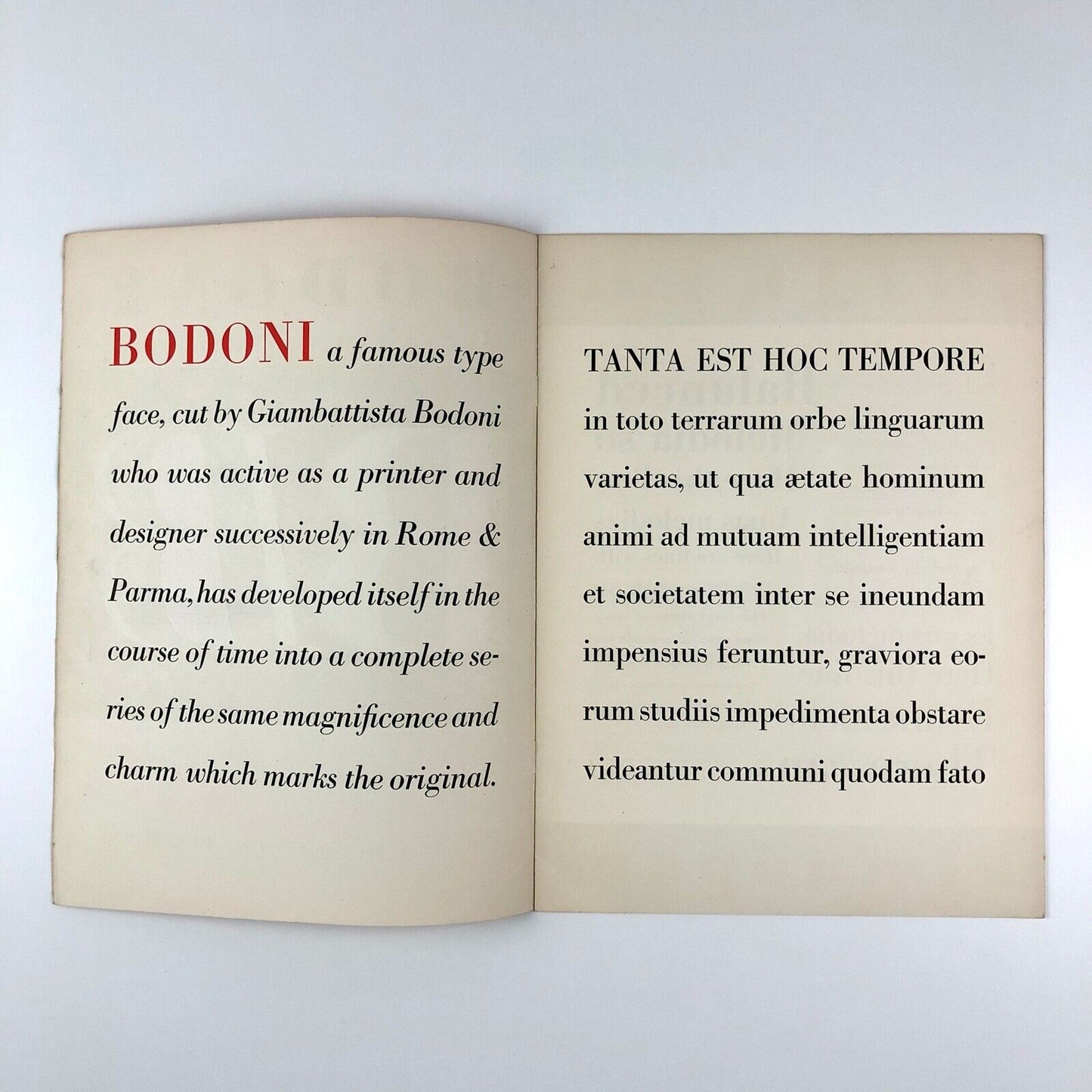 Bodoni type specimen brochure | Typefoundry Amsterdam 1950s?