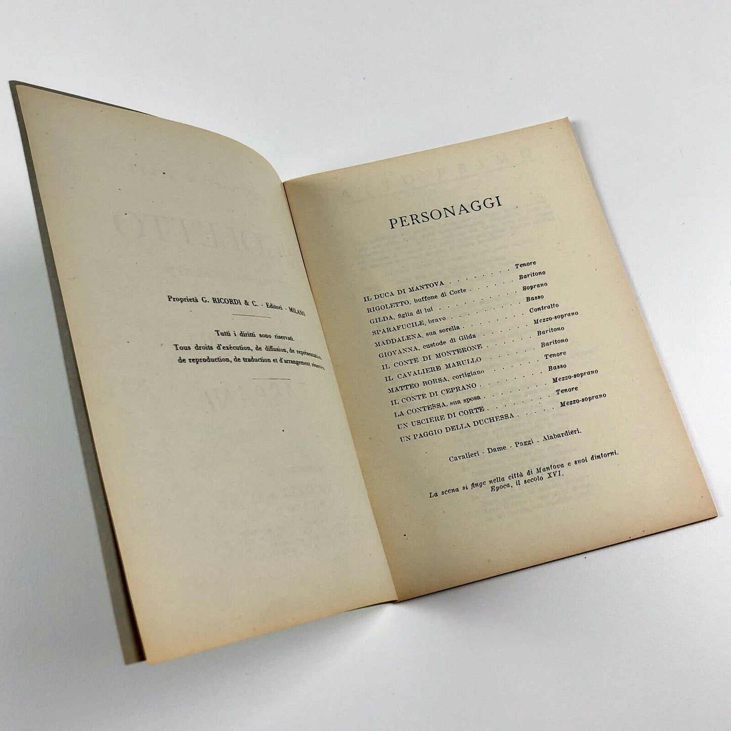 Francesco M. Piave | Rigoletto musica di Giuseppe Verdi | Ricordi, Milan, booklet 1944