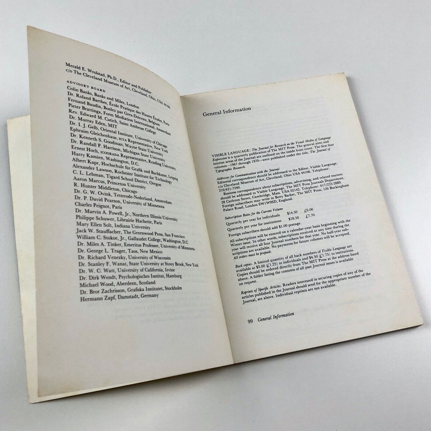 Visible Language – Research Journal | Volume IX, Number 2, Spring 1975