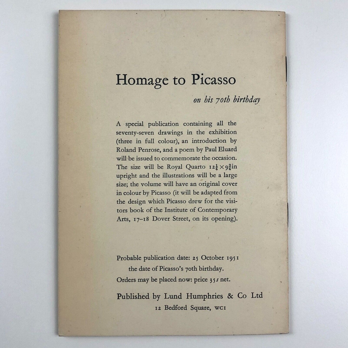 Picasso. Drawings & Watercolours since 1893 | Institute of Contemporary Arts, 1951