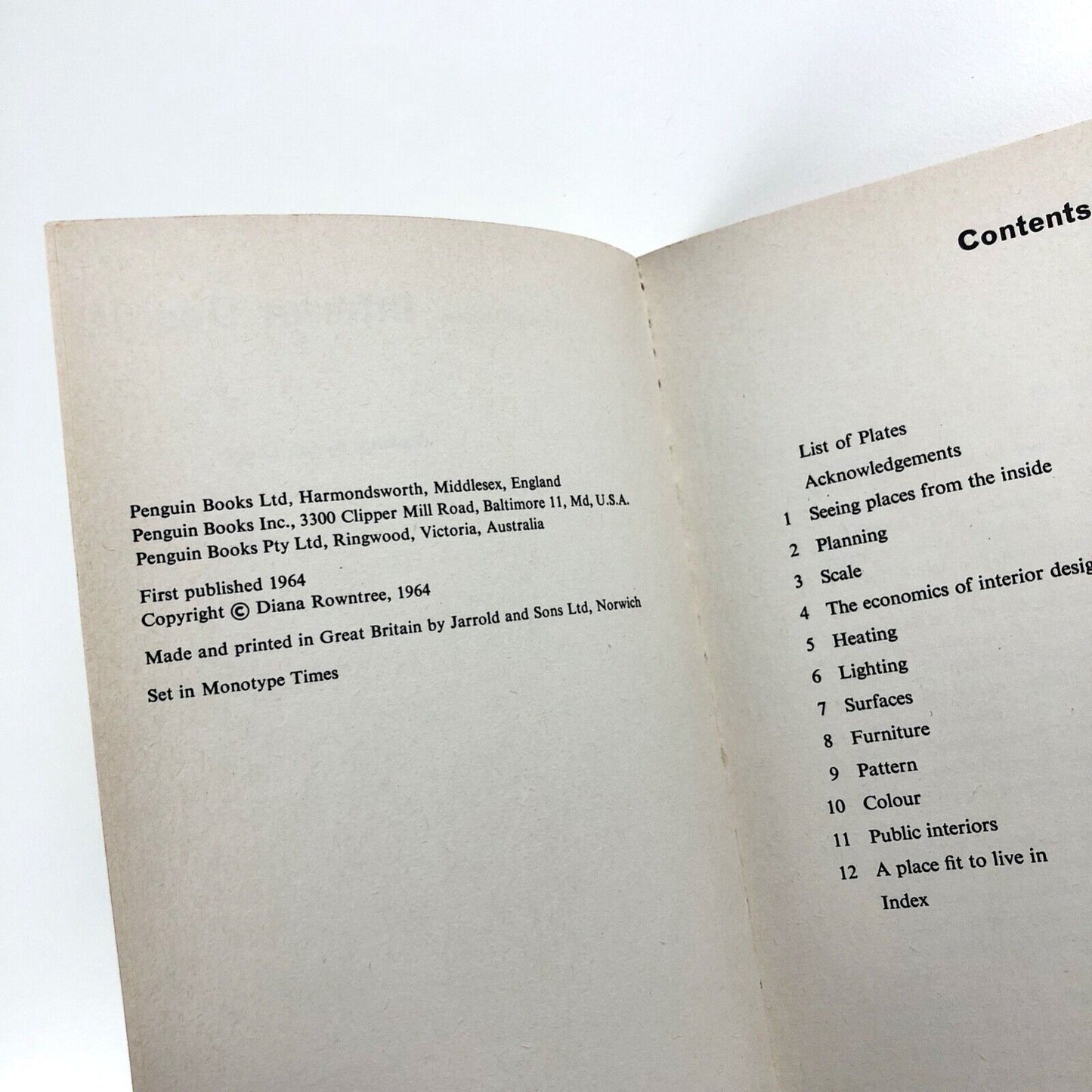 Interior Design – a Penguin Handbook by Diana Rowntree | 1964 paperback