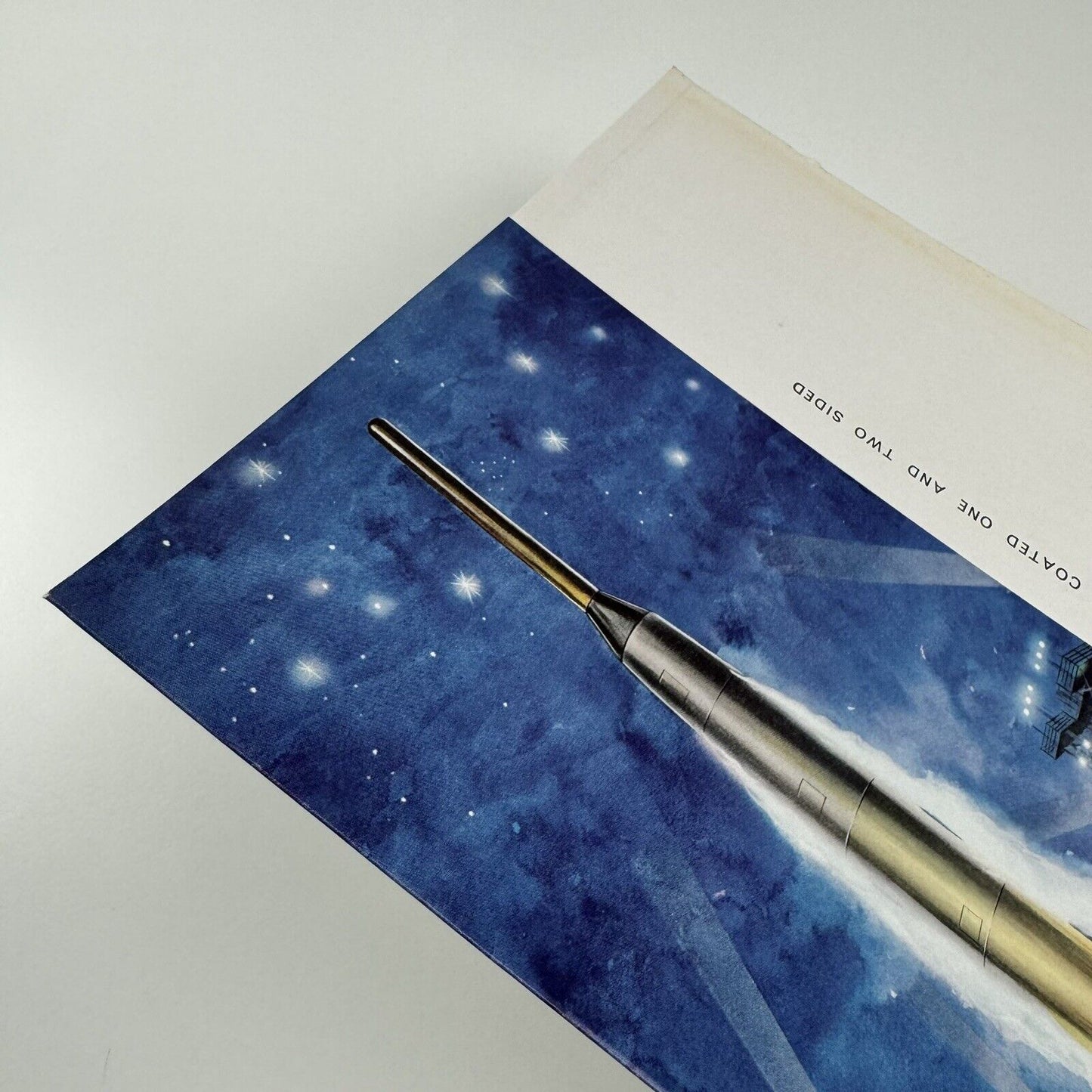 Promotional leaflet Dramatic Art Boards for letterpress printing | Backhouse & Coppock Shell International illustration of spaceship, undated