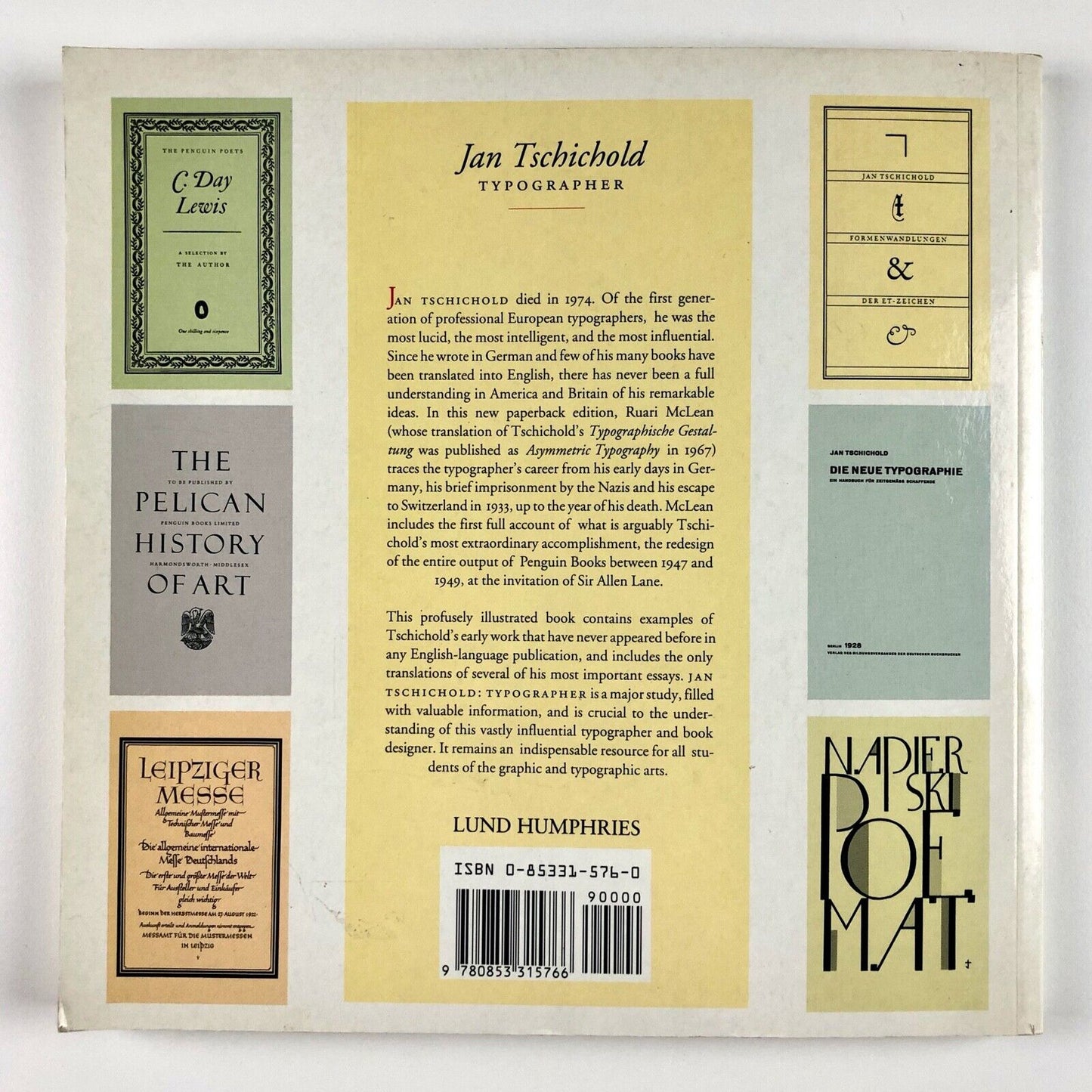 Jan Tschichold: Typographer by Ruari McLean | Lund Humphries, 1990 softback