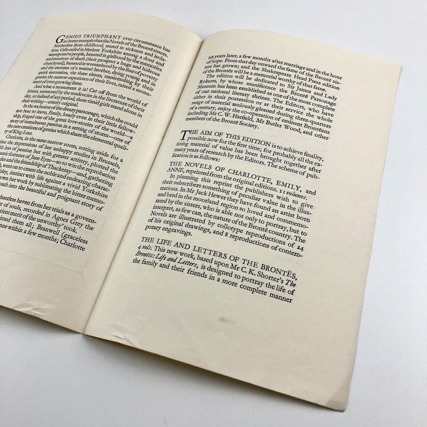 Promotional leaflet/prospectus for The Shakespeare Head – Brontë | Basil Blackwell, c.1931