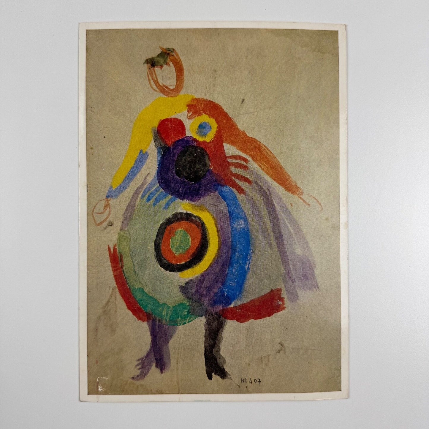 Private view invitation card for the Sonia Delaunay retrospective exhibition Oils gouaches pastels works from 1907 to 1965 held at Gimpel Fils from 1 February 1966