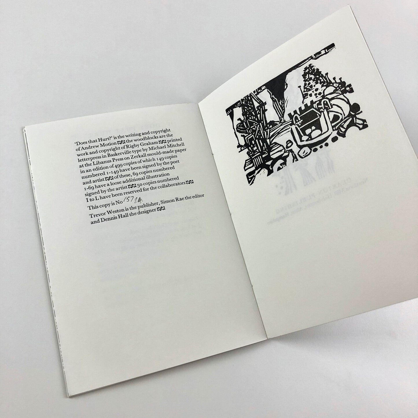 Does That Hurt? Andrew Motion | Prospero Poets 1995 Rigby Graham woodcuts