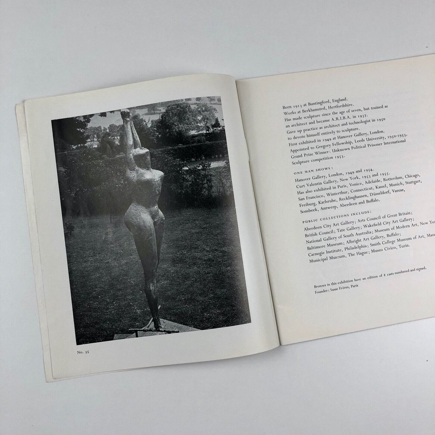 Reg Butler | The Hanover Gallery exhibition catalogue | 1957