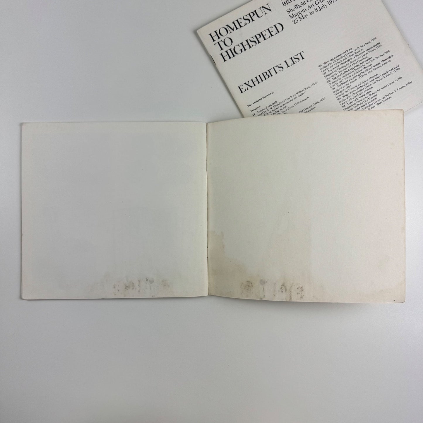 Homespun to Highspeed. A century of British design 1880 to 1980 exhibits list