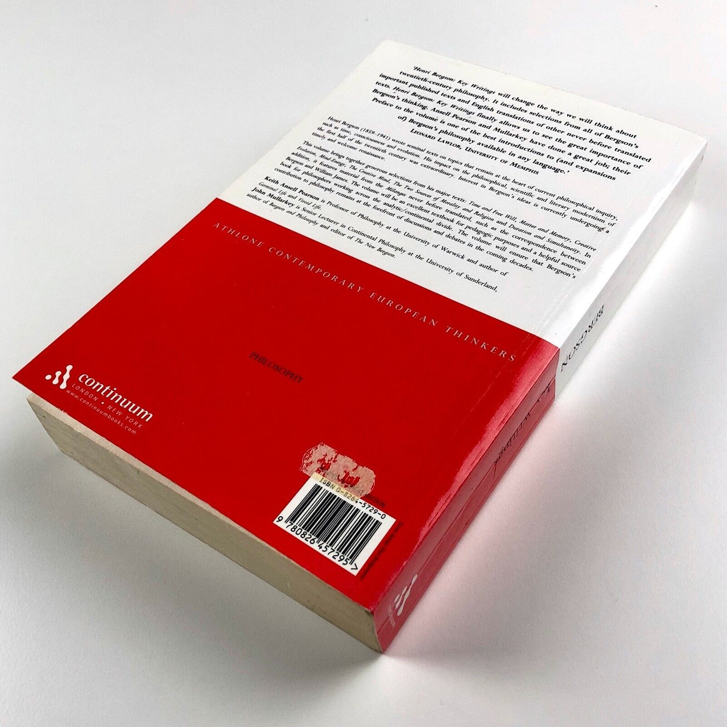 Henri Bergson – Key Writings | Edited by Keith Ansell Pearson and John Mullarkey | Continuum, 2002
